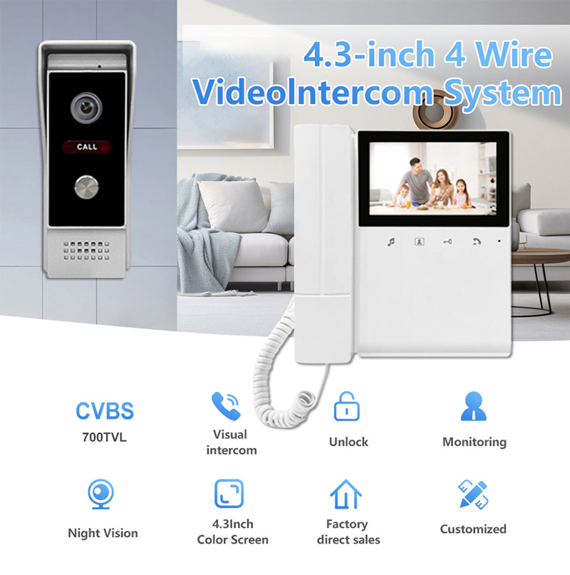 Home Security Uk - 4 Wire Video Building Intercom Doorbell