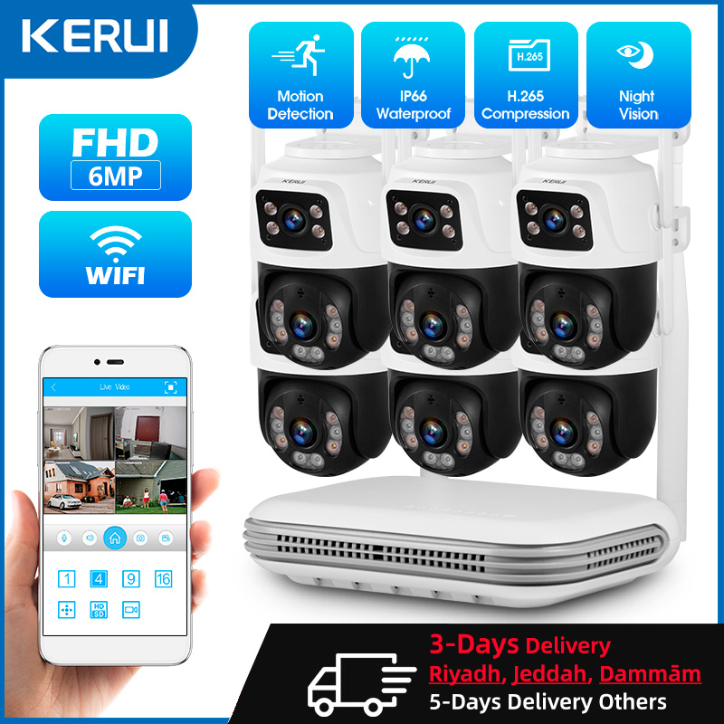 Home Security Monitoring System - KERUI Waterproof 6MP HD Wireless Dual