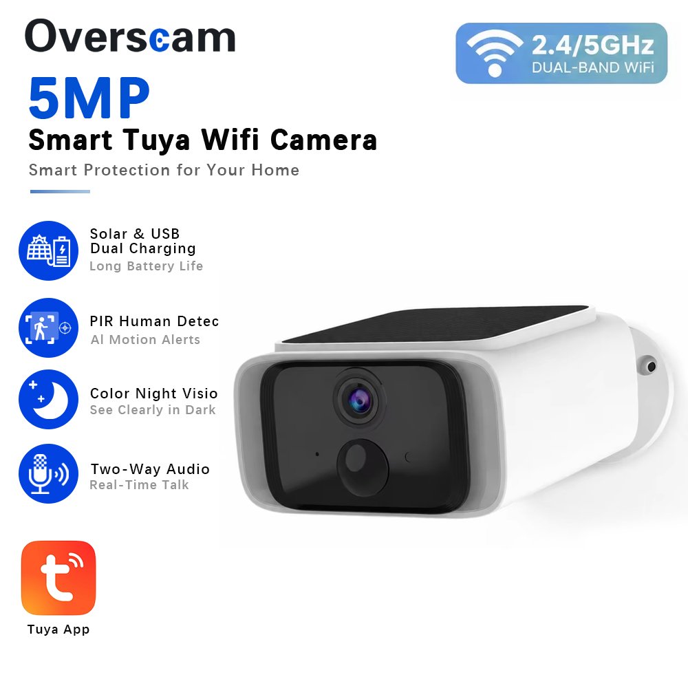 Home Security Monitoring Service - Tuya 5MP Solar Security Camera Wireless