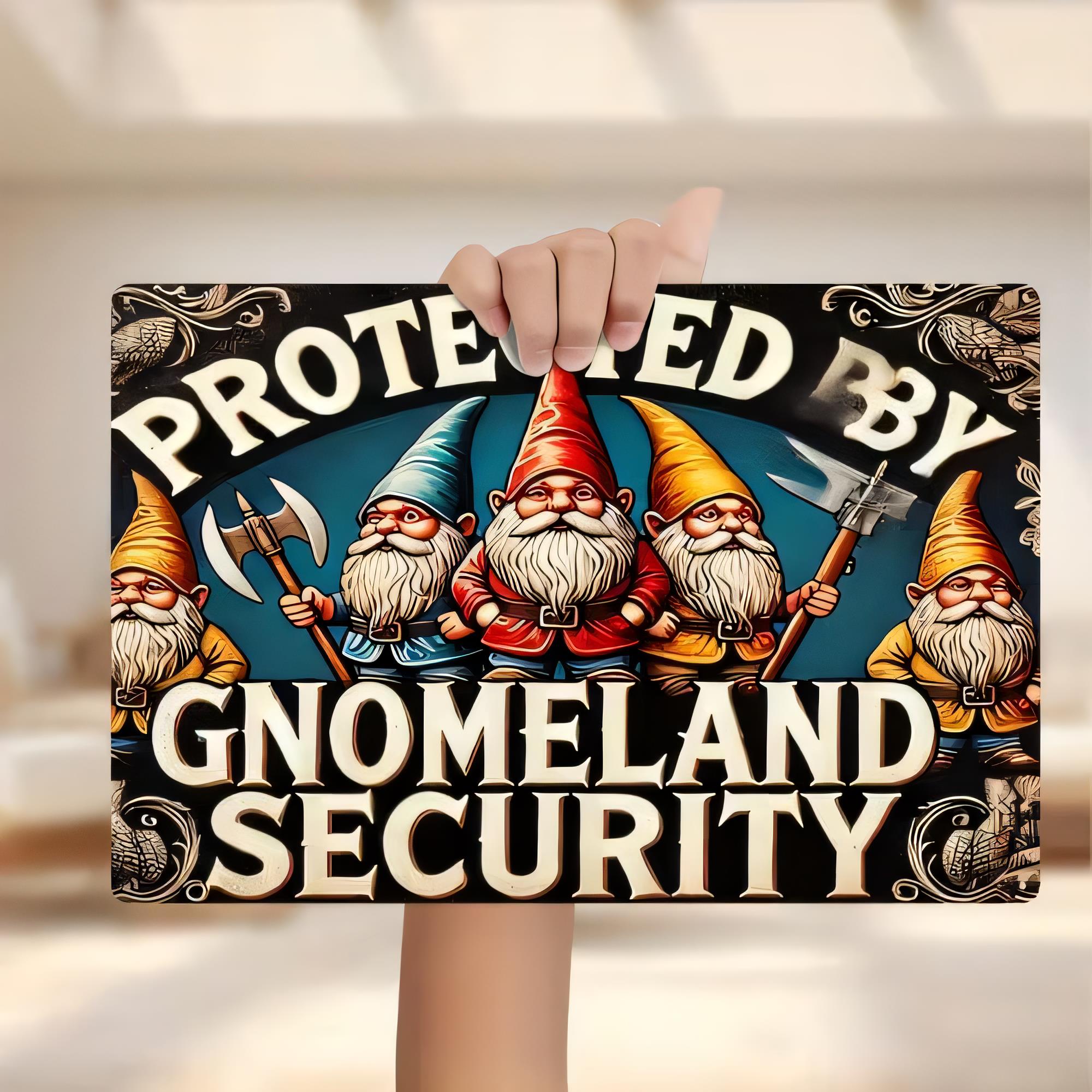 Tin Sign, Protected By Gnome L - Home Security Bars review and price
