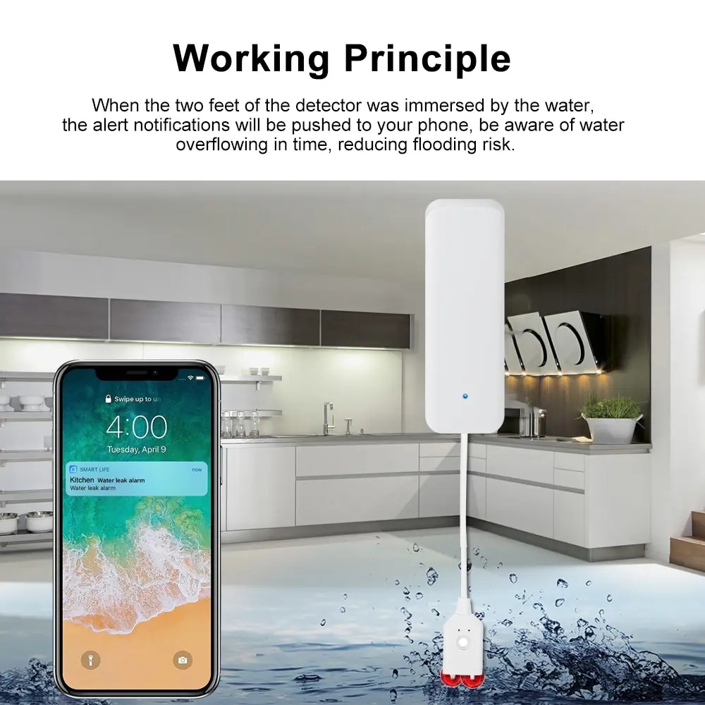 Tuya WiFi Smart Water Leak Sen - Home Security App review and price