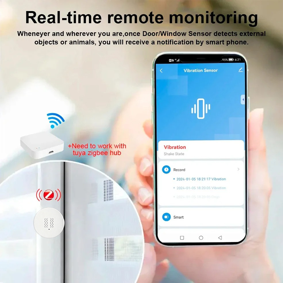Tuya Zigbee Smart Vibration Se - Home Security App review and price